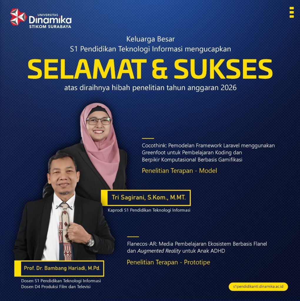 Dari Koding hingga Inklusi: Dua Riset Dosen Prodi S1 Pendidikan Teknologi Informasi Raih Hibah Kemendiktisaintek 2026